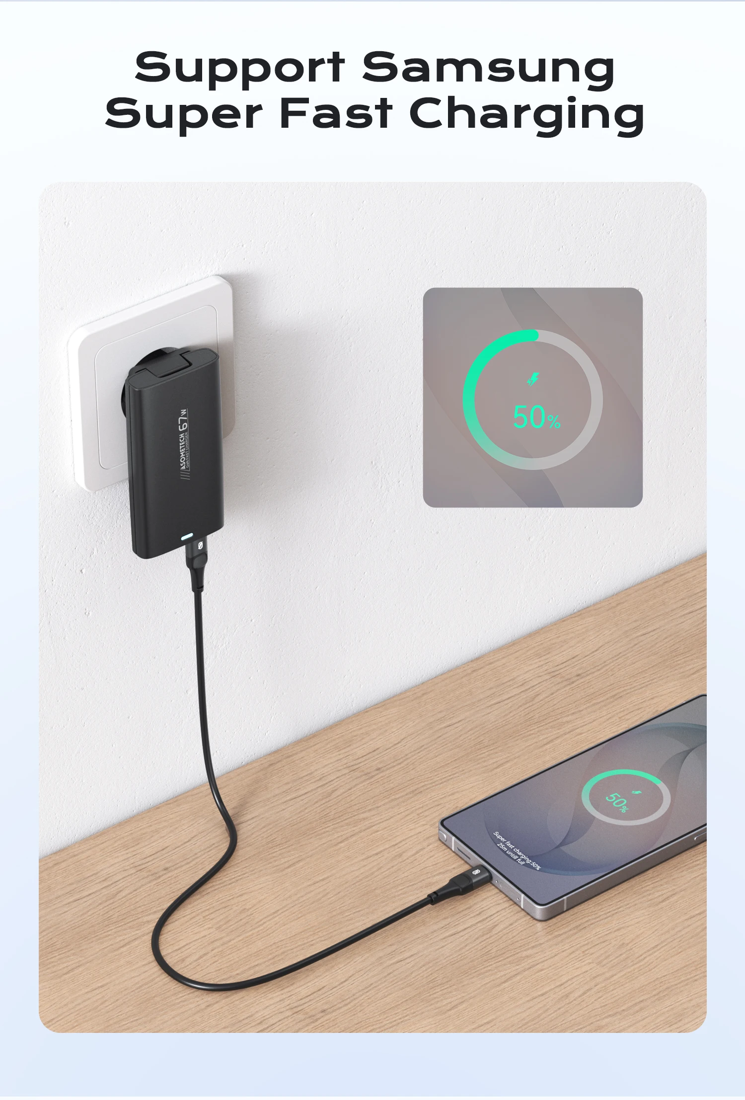 67W GaN USB-C-Ladegerät, schnelles Laden 4.0, PD3.0, PPS, tragbares, ultradünnes Typ-C-Ladegerät für iPhone, Samsung, Macbook, Laptop – Detail 6