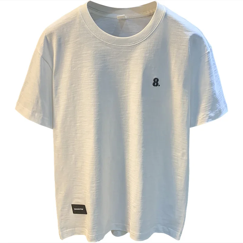 T-shirt short sleeved men's summer thin trendy brand casual breathable comfortable versatile simple five quarter sleeve clothes