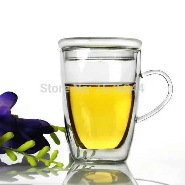 

Double Wall High Borosilicate Glass Mug Heat Resistant Handle Coffee Milk Juice Water Cup Bar Drinkware Coffeeware with Lid