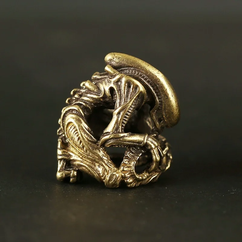 Pirate EDC DIY Knife Beads Pendant Vintage Color Brass Outdoor Tools Yellow Brass Skull Paracord Beads
