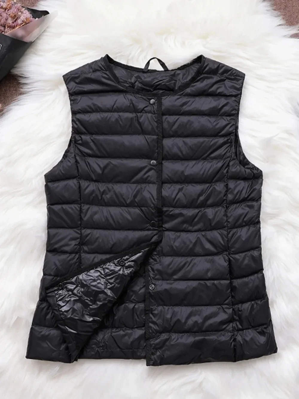 Light White Duck Down Outerwear inner cloth Women Vest Thin Coat Women Duck Down Sleeveless Jacket V Collar or O Collar Coat