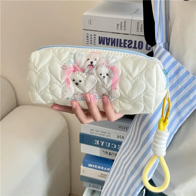 Love Quilting borse portaoggetti da donna Cute Cartoon Print College Girls Pencil Case borsa cosmetica borse da donna semplici con pochette