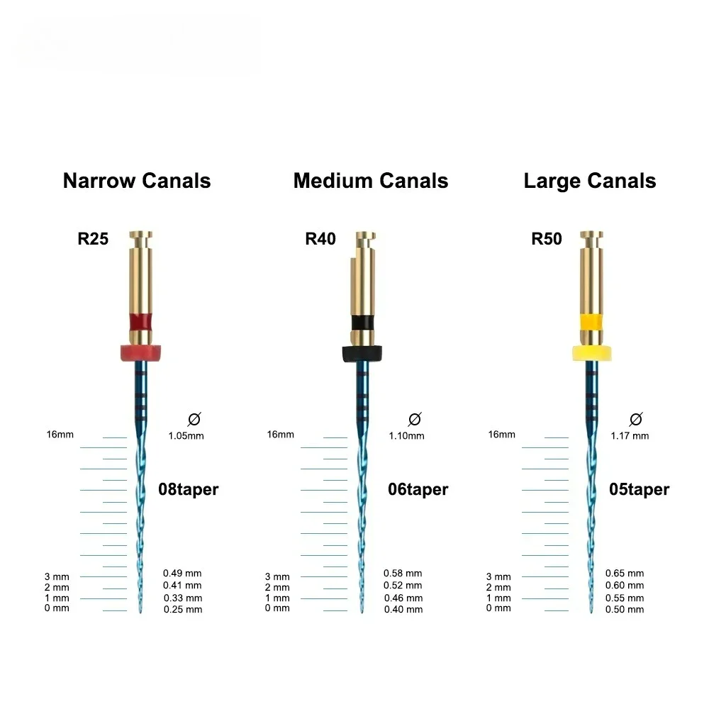 ELIJAH 6 قطعة ملفات اللبية الزرقاء الترددية للأسنان استخدام المحرك 25 مللي متر R25 R40 R50 تنشيط الحرارة ملفات قناة الجذر الدوارة Niti