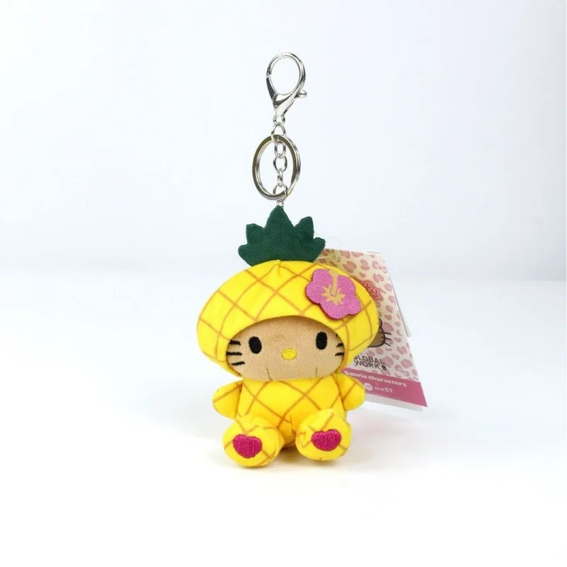 Sanrio Fruit Series Lovely Hello Kitty Plush Keychain Kawaii Black Skinned Pineapple Kitty cat Backpack Pendant car Keyring gift