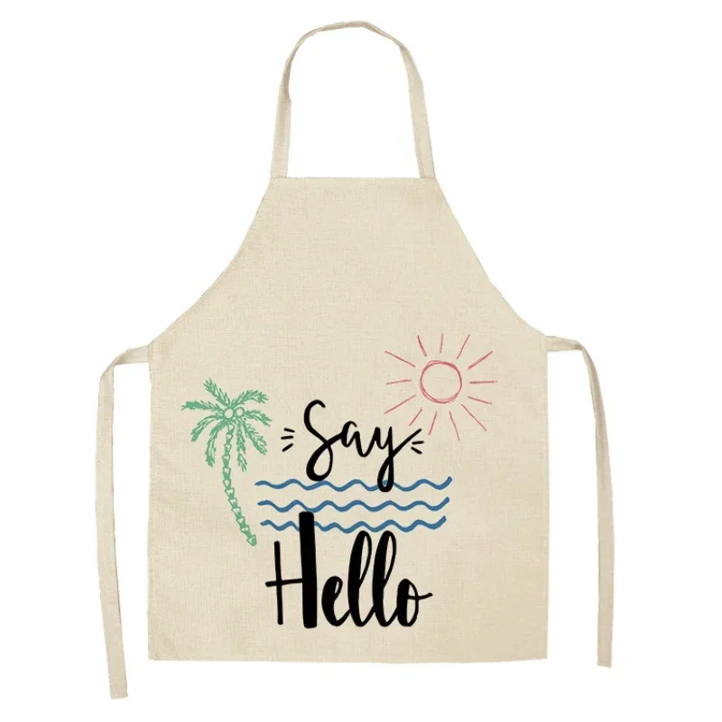 Creative Text Pattern Printing Kitchen Oil-proof Apron Sleeveless Hanging Neck Bib Ladies Apron Dress Adult Delantal Cocina