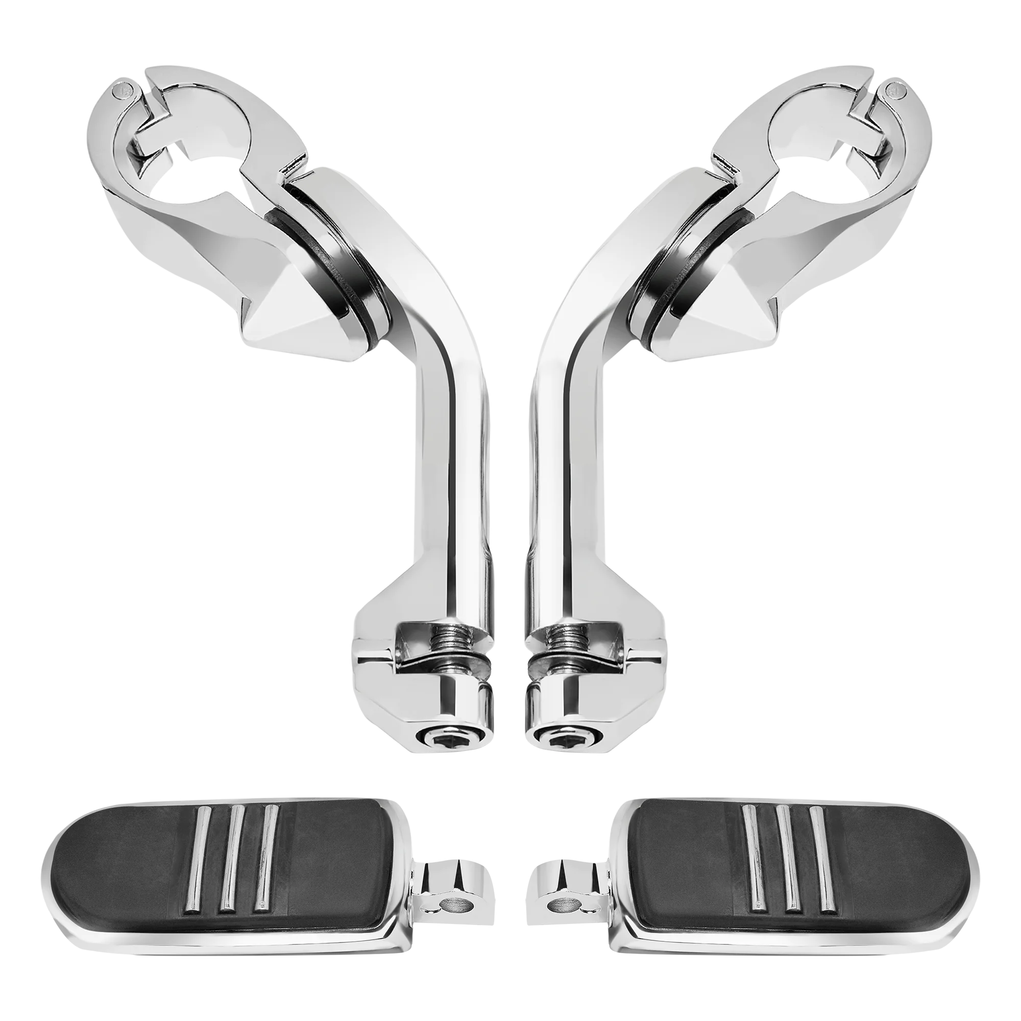 

Motorcycle Chrome Horizontal 1.25" 32 mm Long Angled Adjustable Highway Foot Pegs Mount For Harley Davidson Highway Crash Bar