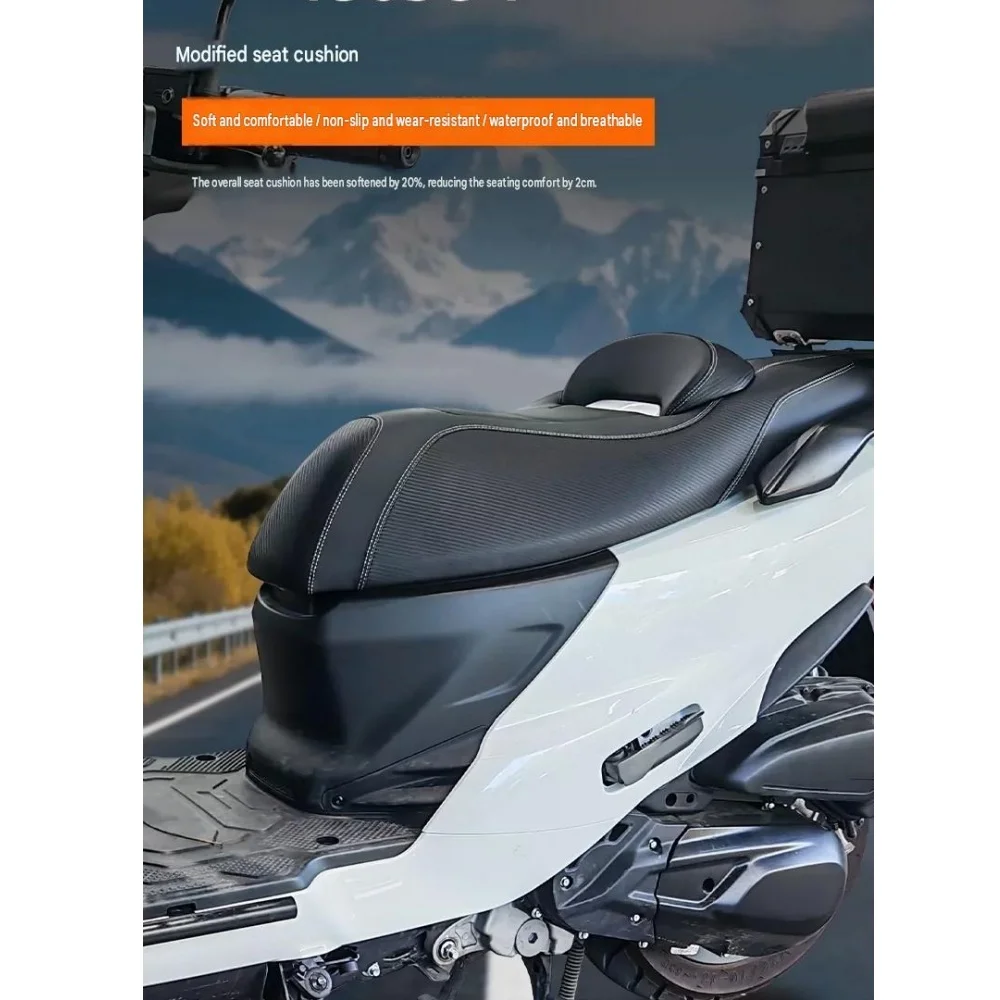 Aftermarket seat assembly for 150SC-F: lowered profile, lumbar support, waterproof and sun-resistant leather—motorcycle accessor