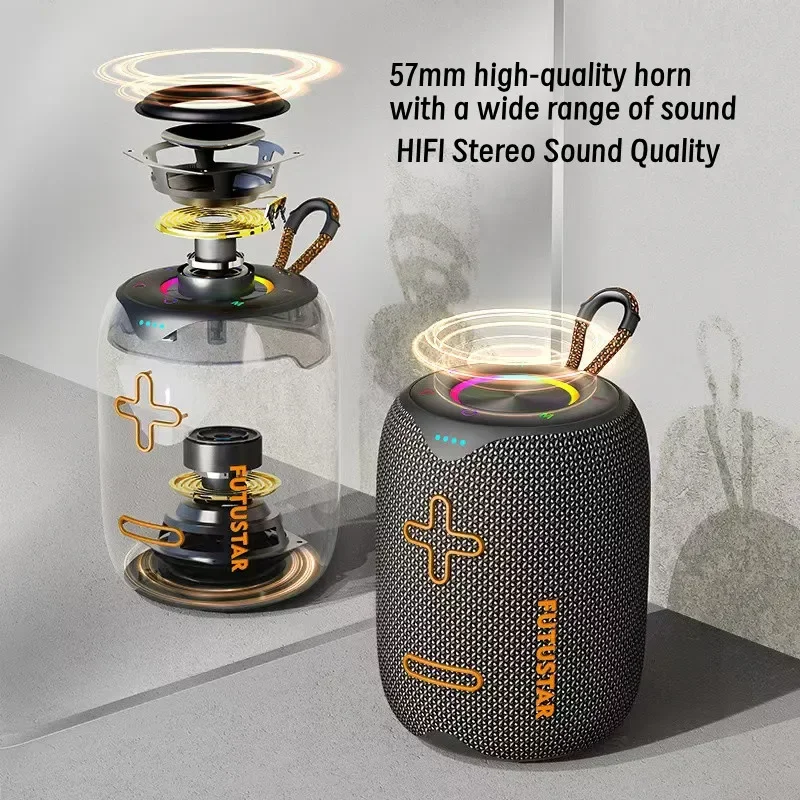 Outdoor Wireless Bluetooth Speakers Creative RGB Lamp Waterproof Portable Card Subwoofer with TWS Stereo USB TF Card Slot Sound