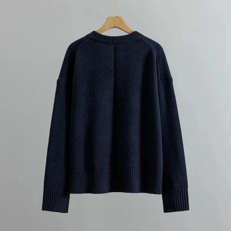 2022 Autumn and Winter Women\'s Clothing New Loose V-neck Pullover Thickened Cashmere Wool Sweater