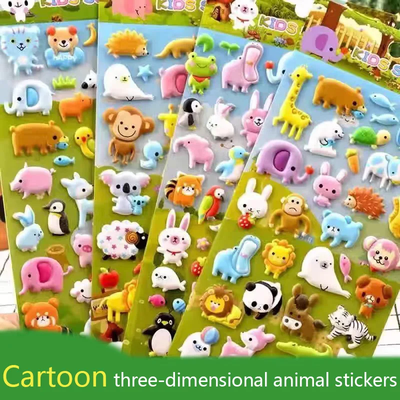 

Children's cartoon stickers with three-dimensional small animals