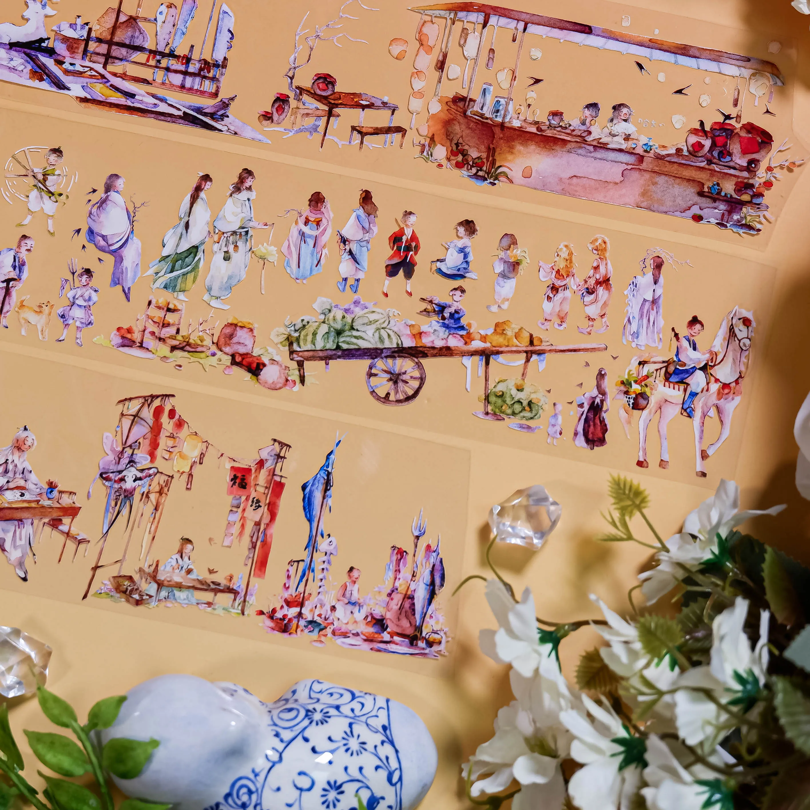 

Daxiangjun World Wind and Moon, Land-made Washi Tape PET White Ink, Landscaping Little People Street View Street