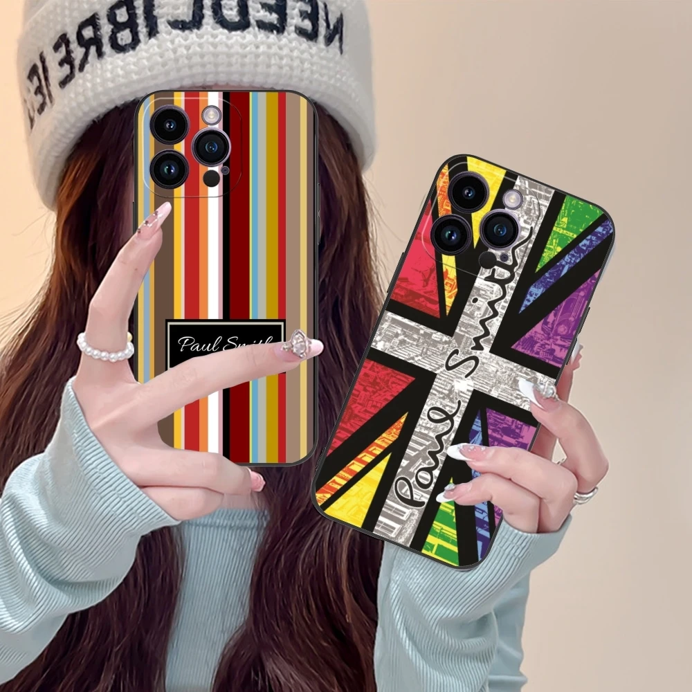 Fashion Smith Stripes Mobile Cell Phone Case for iPhone 15 14 13 12 11 X XR XS 8 7 Pro Max Plus Mini Black Phone Cover Shell