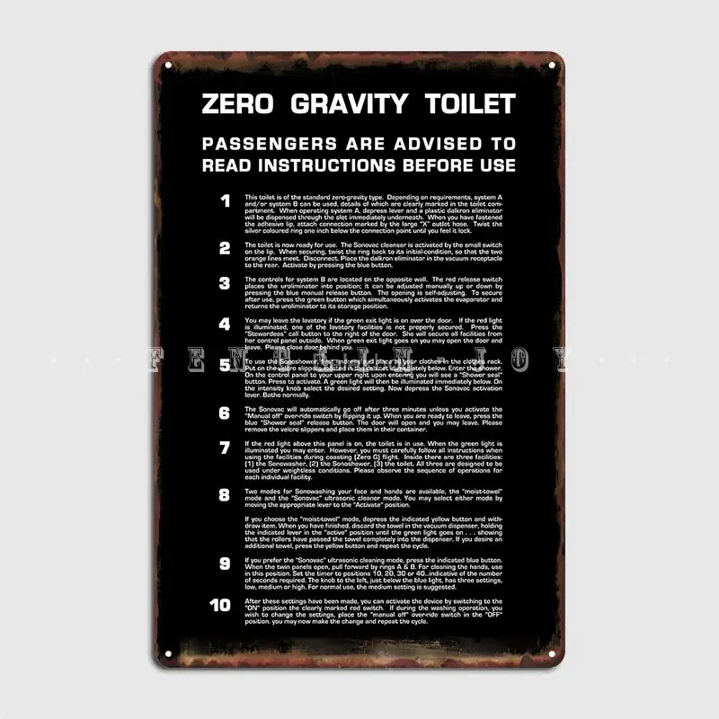 Zero Gravity Bathroom Full White Text Metal Sign Plaques Classic Pub Home Tin Sign Poster