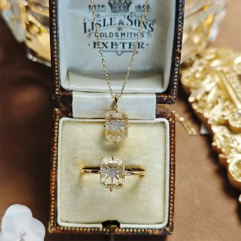 925 Sterling Silver Pendants for Women Natural White Crystal Accessories 18K Gold Plated Fine Jewelry Pendant for Necklace