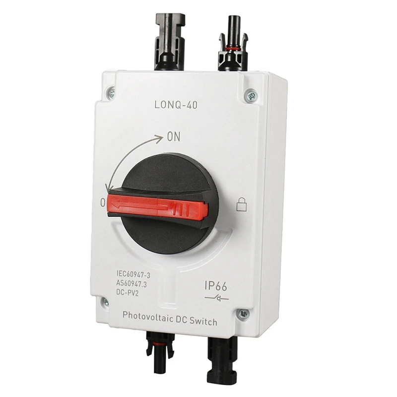 JHD-2X PV Solar Photovoltaic Disconnect Switch, LONQ-40 DC Isolator Solar Switch IP66 Waterproof DC1000V 32A 4P