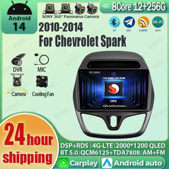 

Android 14 Carplay Auto 2K Screen Car Radio Multimedia Video Player For CHEVROLET Spark Beat 2015 - 2017 2 din Autoradio Stereo