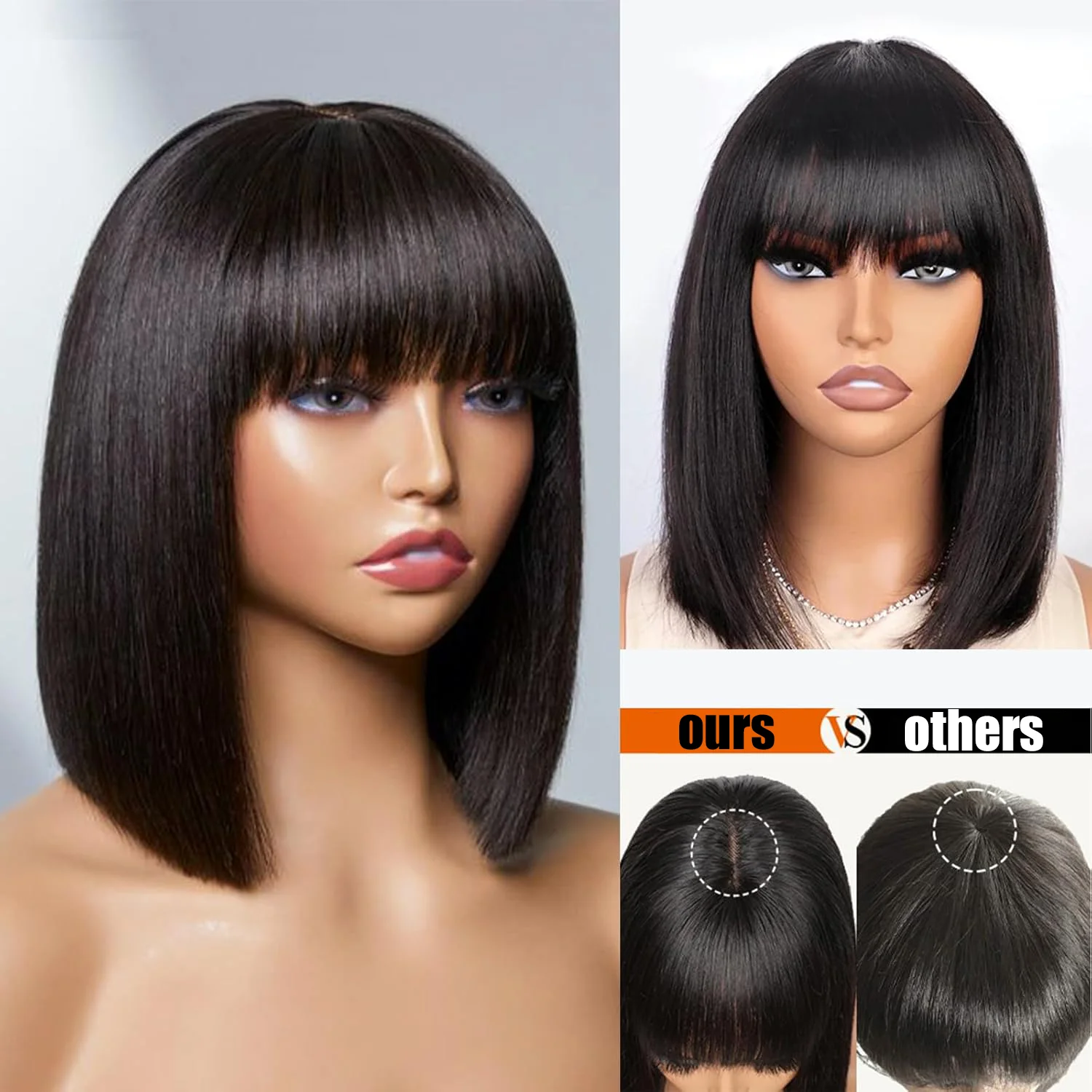 مستقيم قصير بوب شعر الإنسان كامل آلة صنع شعر مستعار مع الانفجارات 3x1 الدانتيل الباروكة غلويليس شعر مستعار برازيلي للنساء السود جاهزة للارتداء