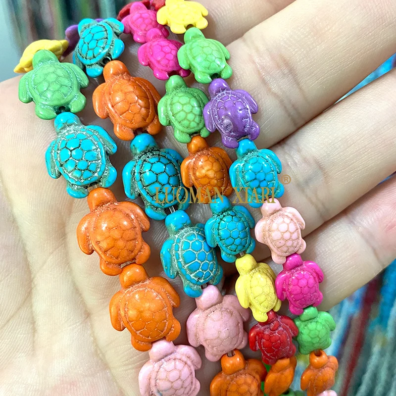 11mm Small Turtle Turquoises Colorful Howlite Natural Stone Spacer Beads for Jewelry Making DIY Bracelet Accessories Charms