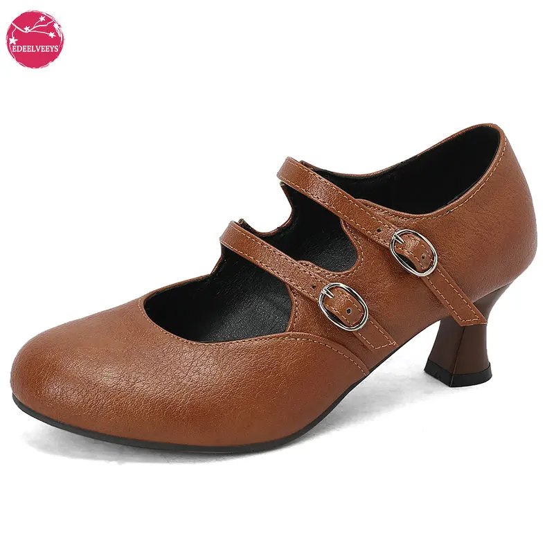 

Women's Dress Shoes for Women Pumps Double Strap Mary Jane Heels Round Closed Toe Bridal Wedding Party Office Work Footwear