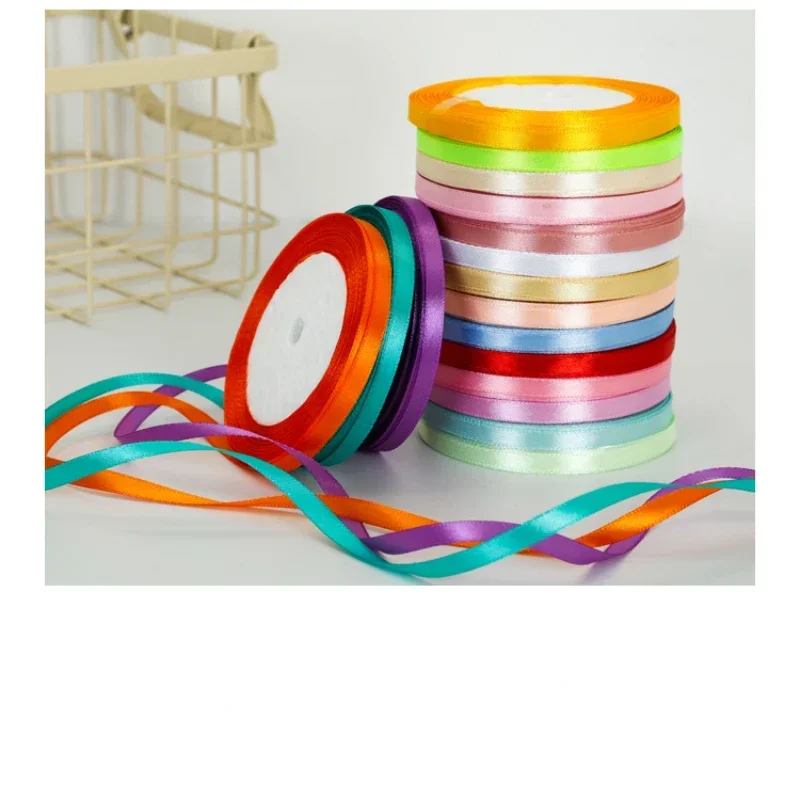 22yards/roll 6mm Satin Ribbon for  Wrapping Bows Making Floral Bouquets DIY Applicable Wedding Party Decoration,Gift Wrapping