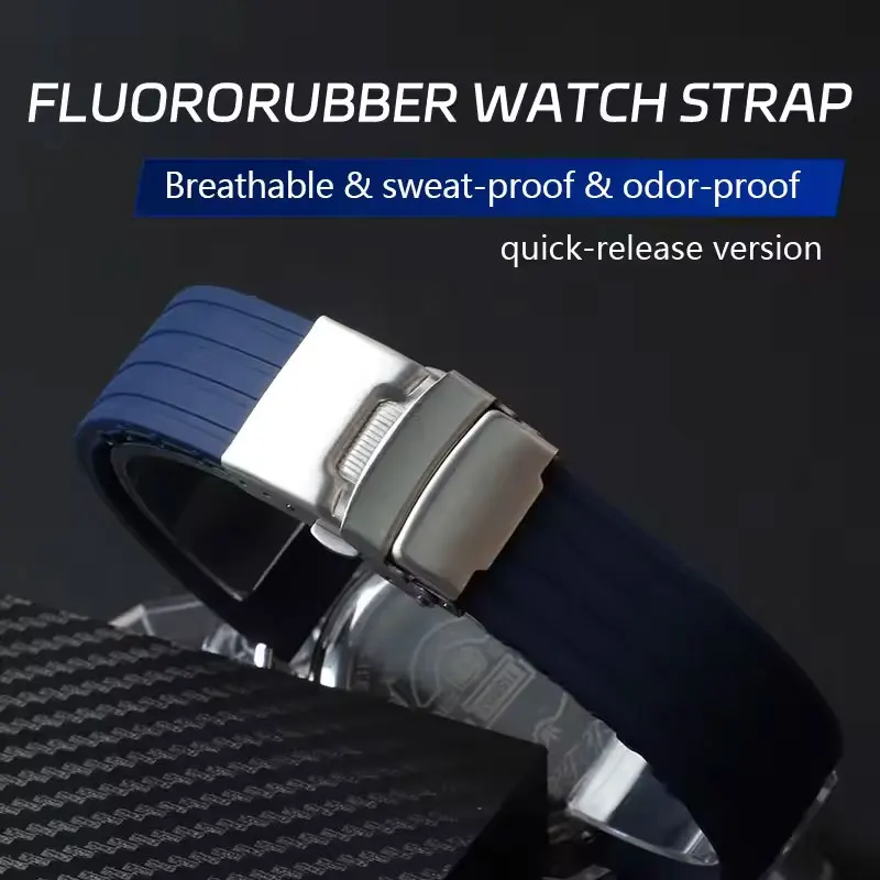

Sports FKM Fluororubber Watch Strap Watchband for 18mm 20mm 22mm 24mm Waterproof Men and Women Quick Release Wristwatches Band