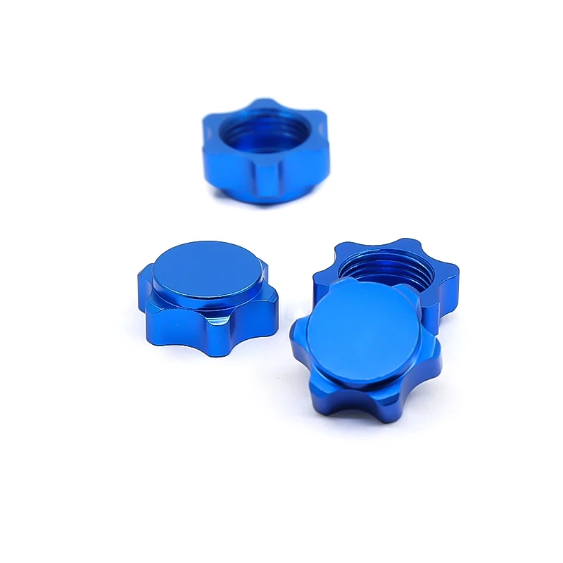 4Pcs Aluminum Wheel Hub Cover Anti-Dust Cover 17mm Hex Nut for 1/8 RC Car,Blue