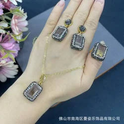 The new K9 crystal colorful exquisite jewelry set starry and popular wholesale original design manufacturer