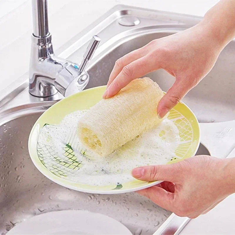 1Pcs Natural Loofah Luffa Bath Body Shower Sponge Kitchen Cleaing Scrubber Scrub Pad Antibacterial Loofa Bath Shower Sponge