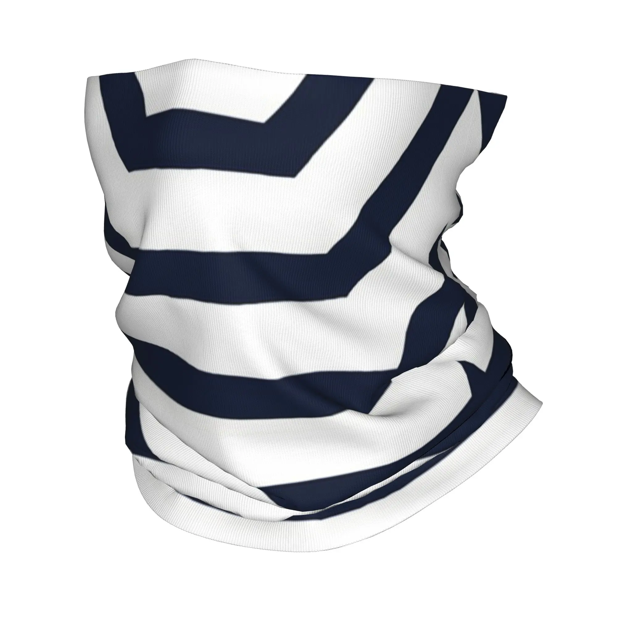 

Navy And White Hexagonal Stripes Bandana Neck Gaiter Printed Wrap Mask Scarf Multifunction Face Mask Riding For Men Women Adult