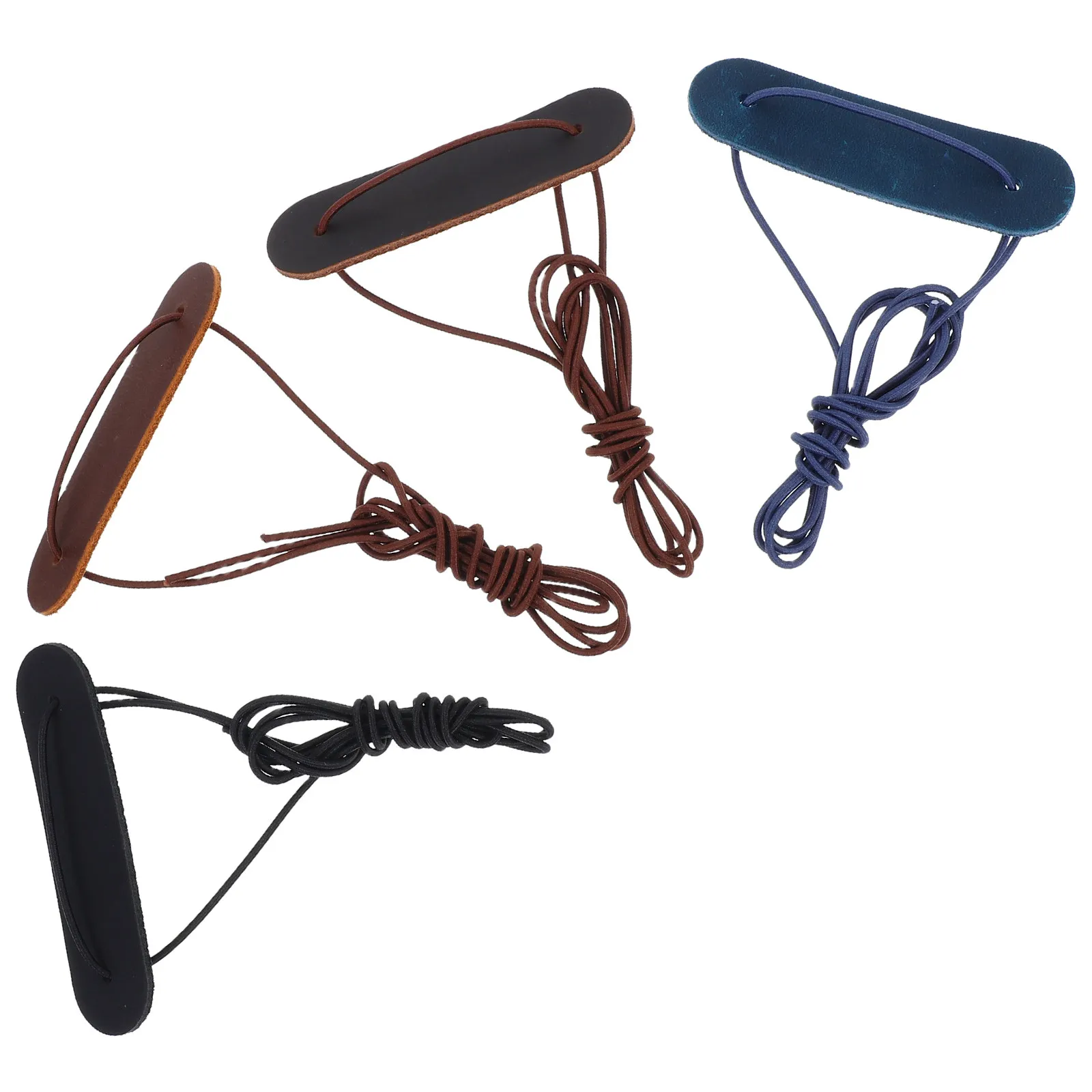 4Pcs Handmade Cowhide Notebook Edge Protectors Vintage Journal Straps Elastic Band Interlocking Rope for Daily Planner