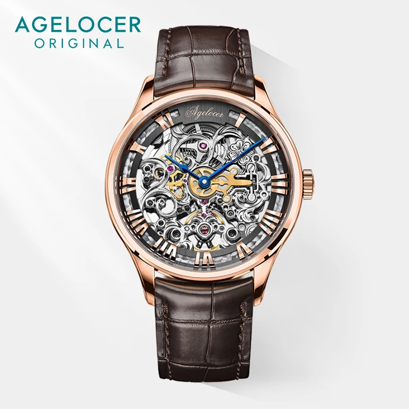 AGELOCER New Number Sport Design Mechanical Watch Mens Watches Top Brand Luxury Montre Homme Clock Men Automatic Skeleton Watch