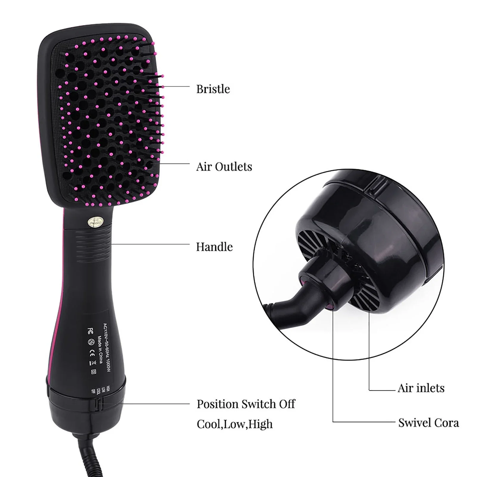 2 in 1 Multifunctional Anion Hair Dryer Brush Comb Styler Hairdressing Tool Hair Beauty Tool  Brush Dryer Hair Blow Dryer