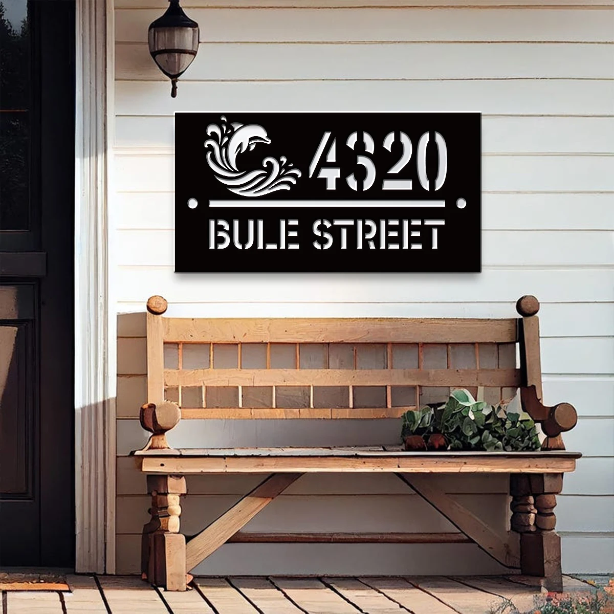 1Pc Custom Dolphin Waves Number&Text Acrylic House Number Door Street Sign Plaque,Home Room Garden Decor,Birthday Wedding Gift view 4