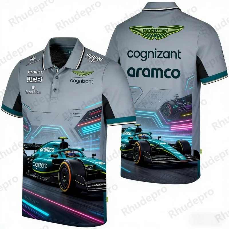 アストンマーティン-f1-チーム-レーシングテーマ-ポロシャツ-メンズ-スポーツ-カジュアル-カラー-tシャツ-ファン向けお土産トップス