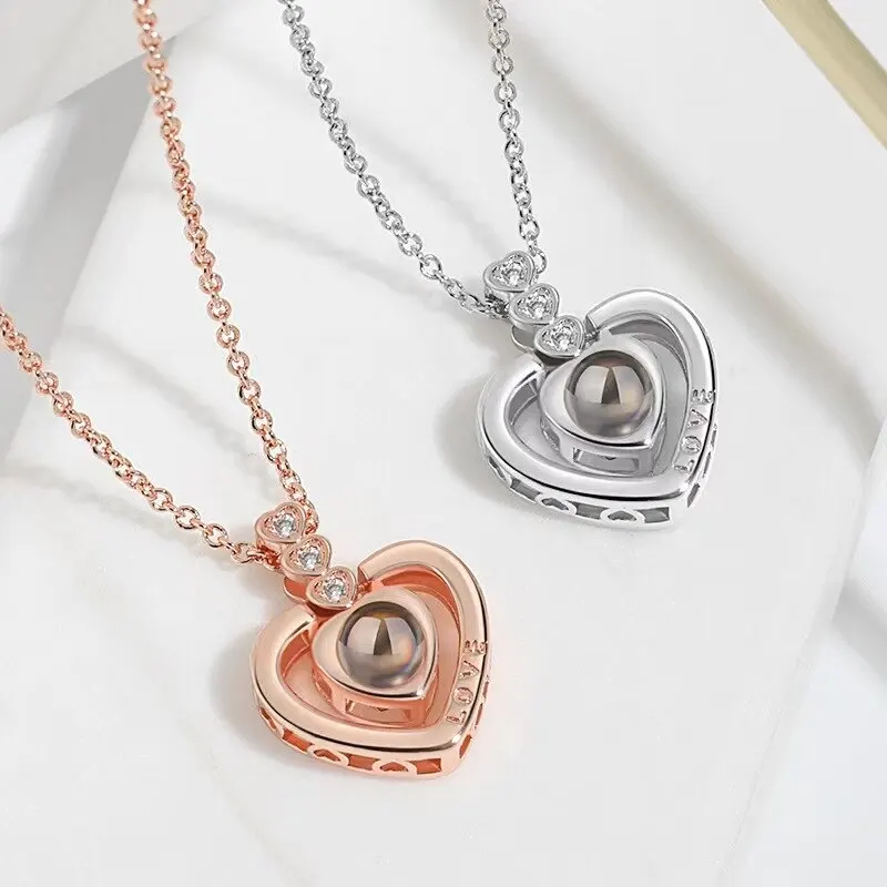 100 lingue ti amo collana di proiezione gioielli di moda per le donne 2023 nuova vendita calda matrimonio gioielli romantici regalo all\'ingrosso