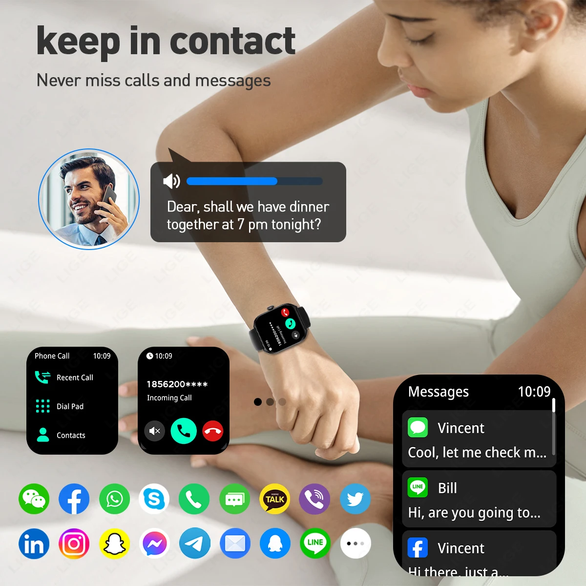 LIGE 2025 New Smartwatch For Men Women 2.01