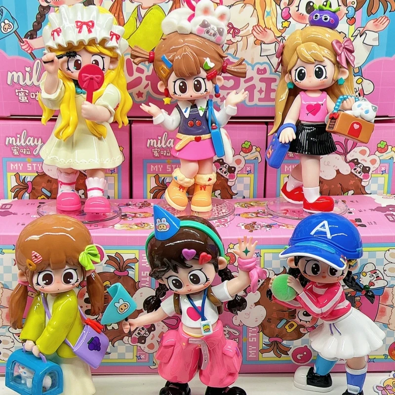 Wysokiej jakości figurka z serii Milay Girl Syndrome, blind box, kawaii anime, kolekcjonerska, urocza dekoracja na biurko, prezent niespodzianka dla dziewczyny, na urodziny, Boże Narodzenie.