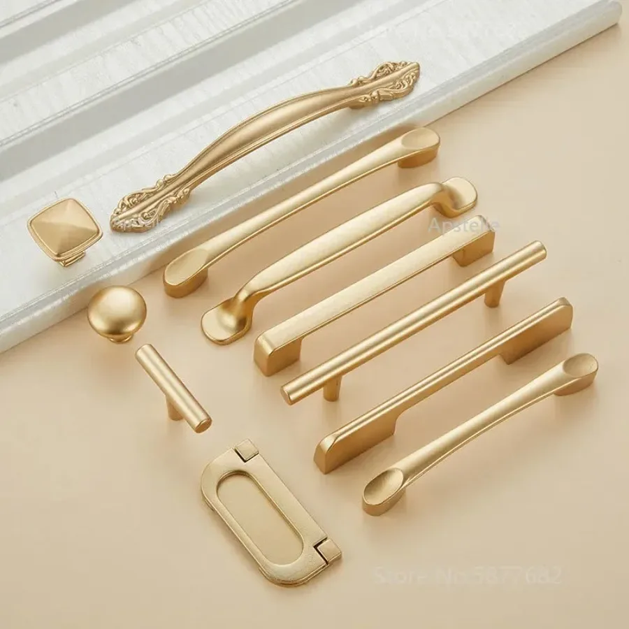 Golden Handle Cupboard Door Drawer Cabinet Closet Pull Light Luxury Contemporary Simple One Hole Hardware Knob