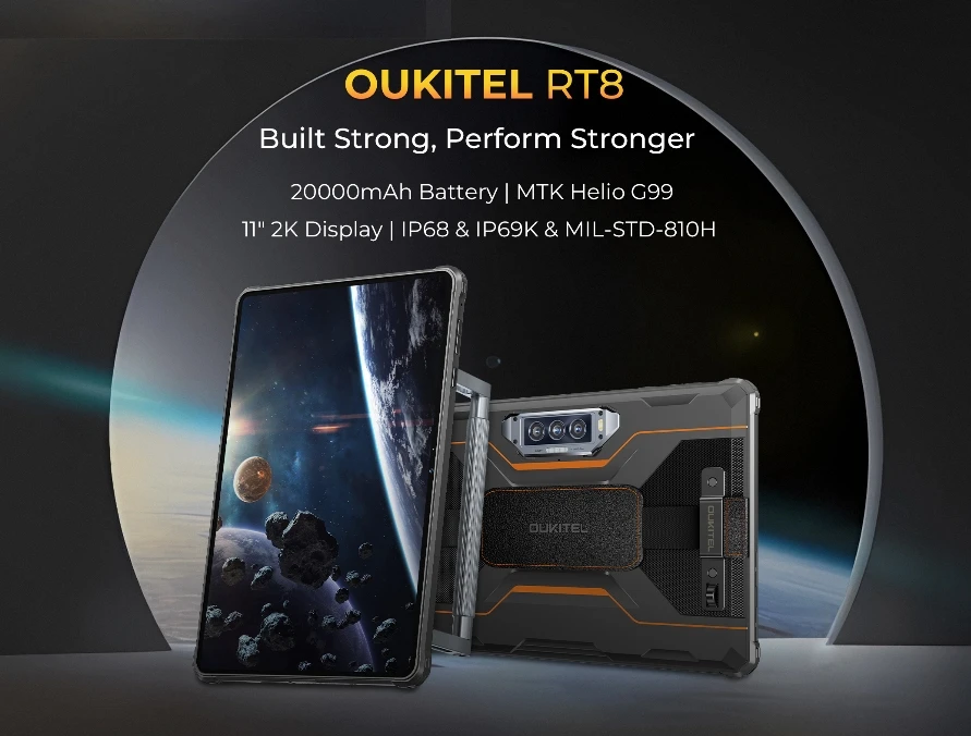 OUKITEL RT8, CPU G99 120Hz 11 inch, 4G global frequency band 20000mAh ultra large battery three proof tablet, 6GB RAM, 256GB ROM