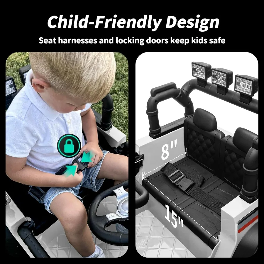 12V Ride on Car Truck Electric Vehicles Car Ride on Toy for Toddlers 3-5 with Remote Control - White