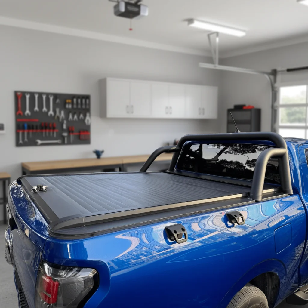 

Pickup Truck Aluminum Alloy Retractable Locking Roll-Up Tonneau Cover with Silverado RAM Compatibility