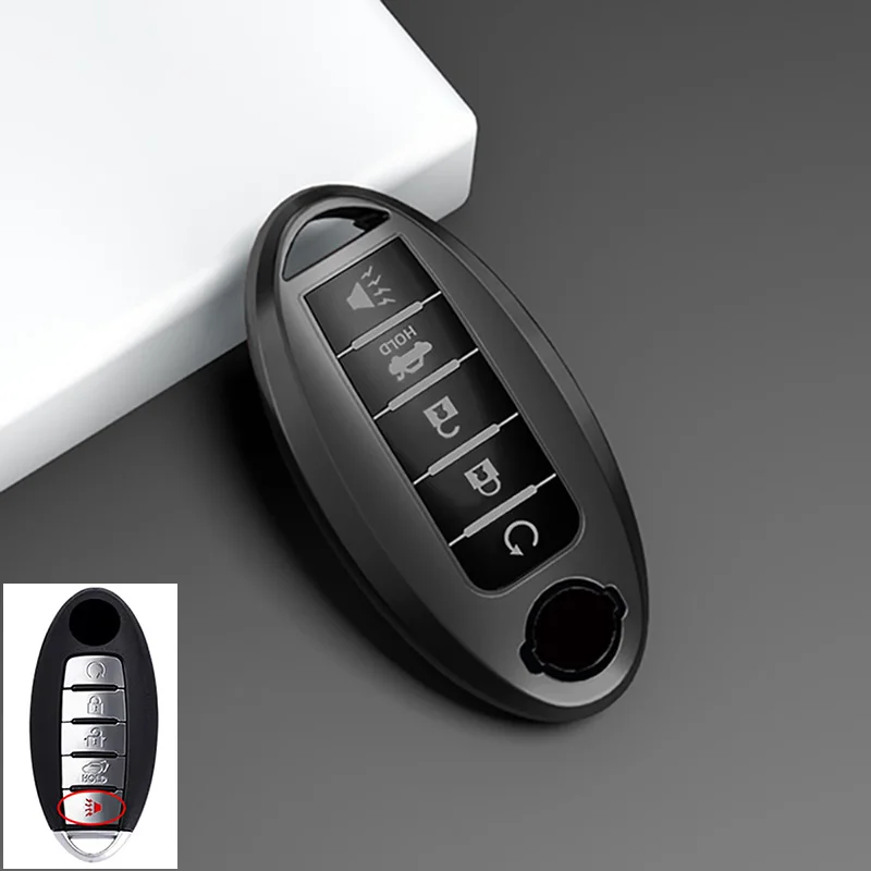 5-Tasten-weiche TPU-Autoschlüsselhülle, schlüsselloser Fernbedienungshalter für Nissan X Trail T32 2020 Rogue Patrol Murano Htrail Maxima – Detail 4