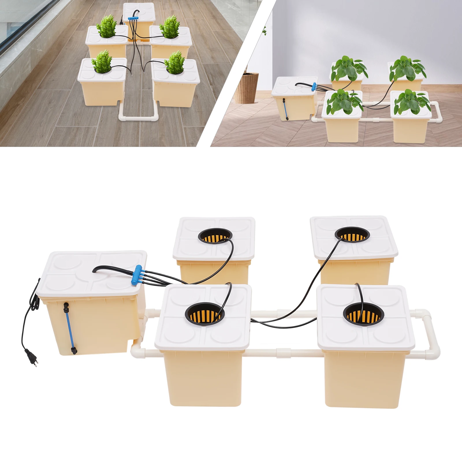 11L 5 Bucket Plant Hydroponic Grow System Kit Indoor Irrigation Cultivation Drip Growing System For Home