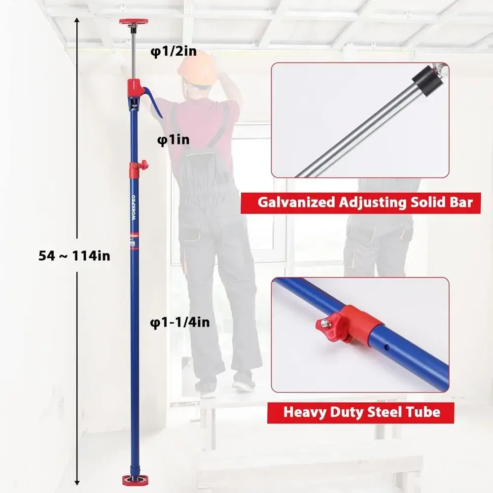 Adjustable 54-114 Steel Support Pole for Cabinets, Drywall, and Cargo Bars - 2-Pack, 154 lbs Capacity