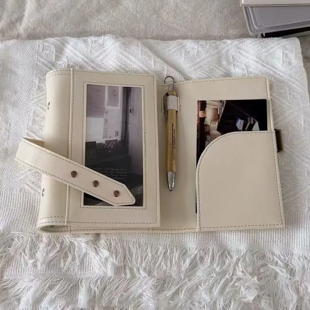 Swiss Style Three-fold A6 Leather Loose-leaf Handbook Loose-leaf Retro Belt Removable Note Diary