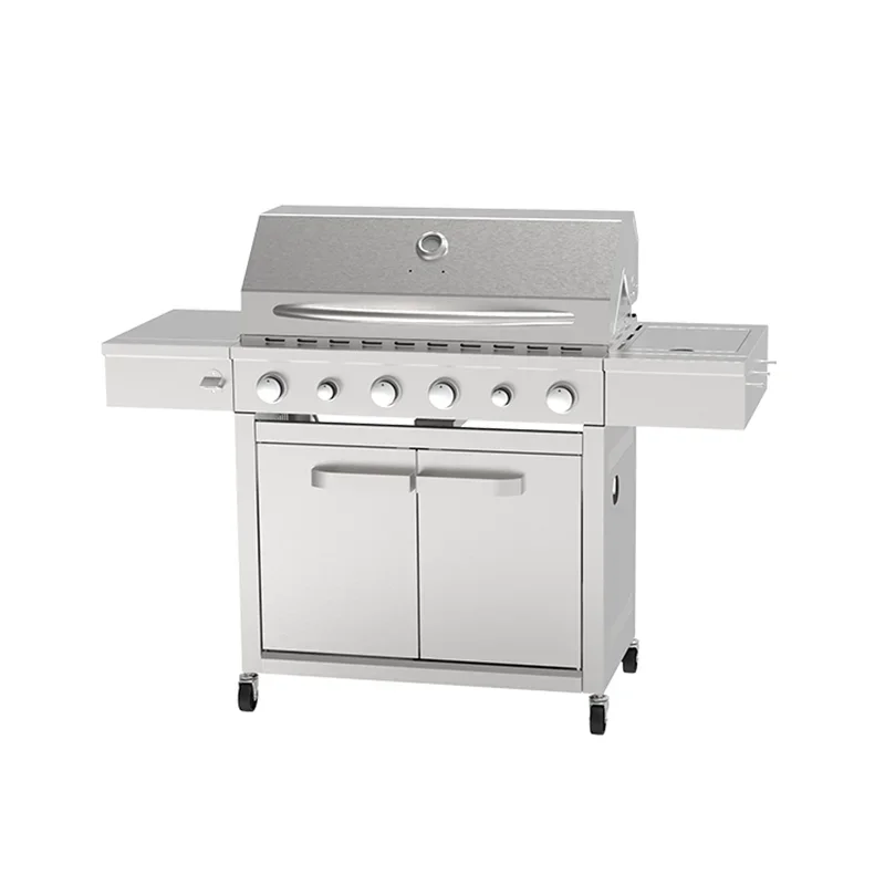 HIgh Quality Outdoor Trolley Square Metal German Barbecue Gas BBQ Grill 4+1 Main Burners BBQ Gas Grills