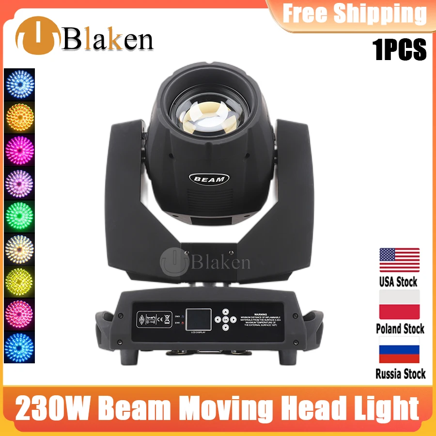 No Tax 1Pcs 7R 230W Sharpy Moving Head Beam Wash Spot Stage Effect Light For DJ Disco DMX 17 Gobos 14 Colors Fixture