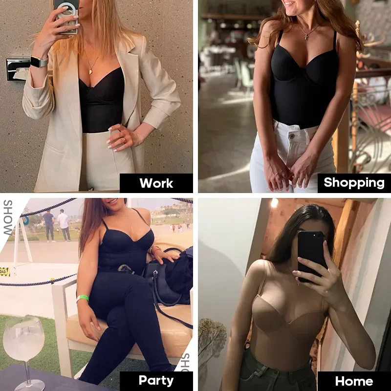 BurVogue białe body dla kobiet Slim urządzenie do modelowania sylwetki gorset modelujący talię Backless bielizna modelująca body z biustonoszem