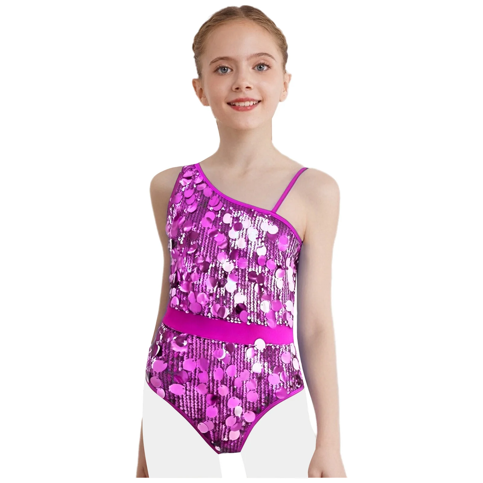 

Girls Ballet Jersey Athletic Sparkly Sequins Latin Dance Leotard Figure Ice Skating Unitard Gymnastic Bodysuit Jumpsuit Swimsuit