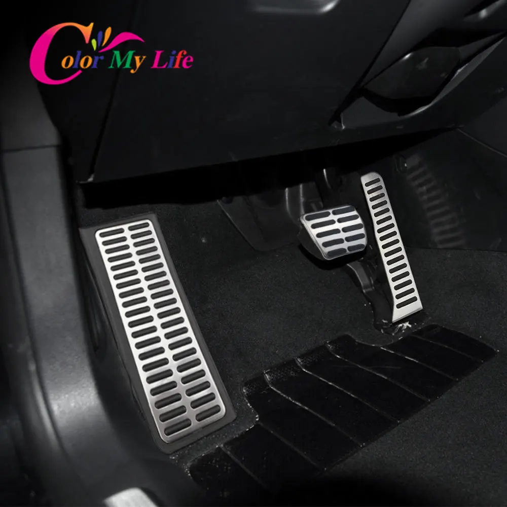 Color My Life Stainless Steel LHD Car Pedals for Volkswagen VW R36 R-line CC Passat B6 B7 for Skoda Superb Gas Brake Pedal Cover